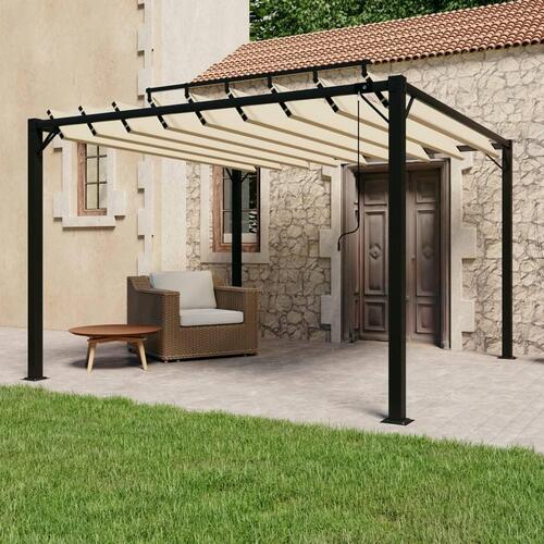 Pavillon med lameltag 3x3 m aluminium og stof cremefarvet