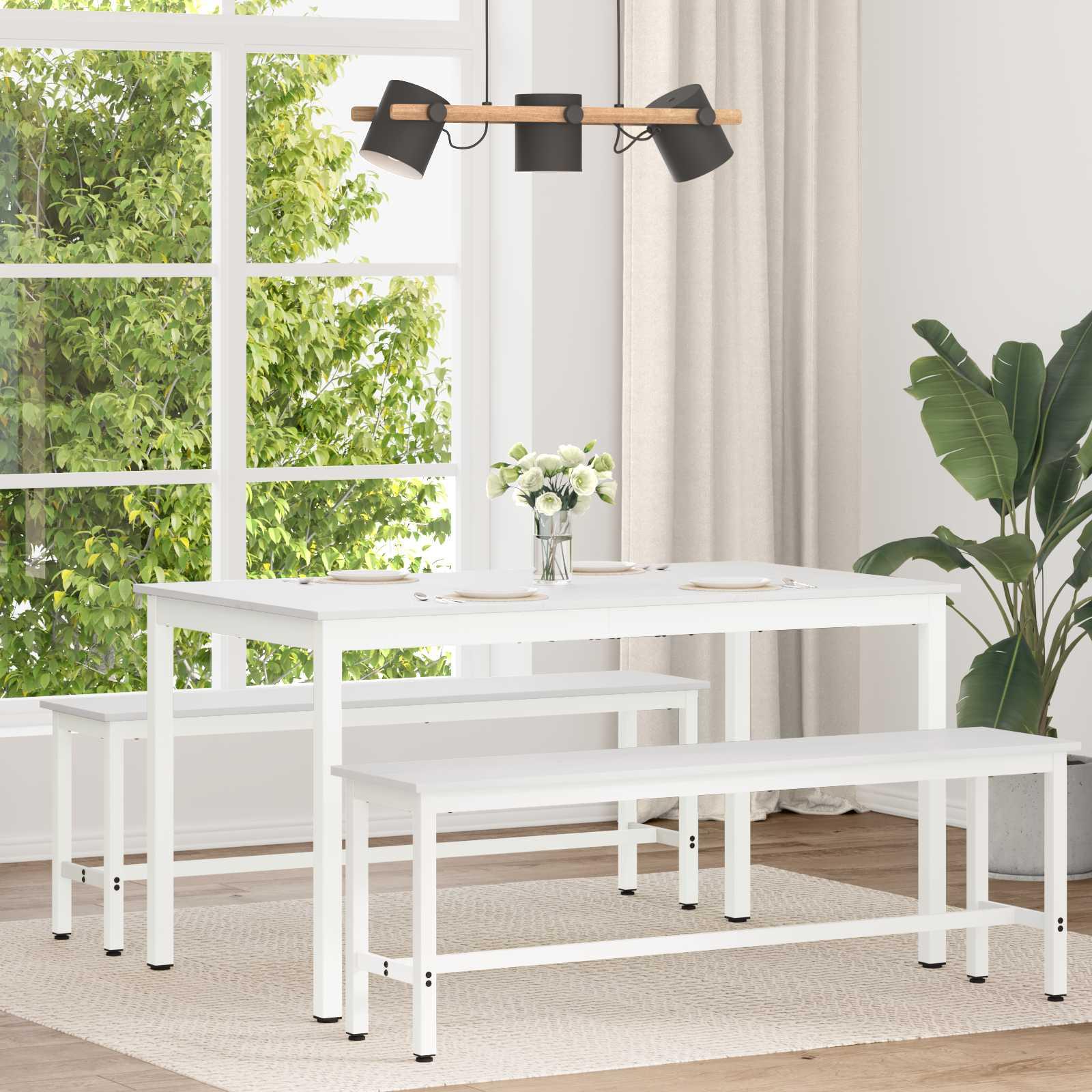 Spisebord Hvid 140 x 80 x 75 cm Massiv fyrretræ billede