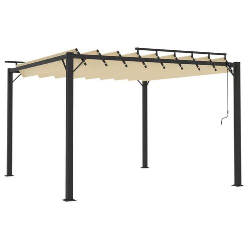 Pavillon med lameltag 3x3 m aluminium og stof cremefarvet
