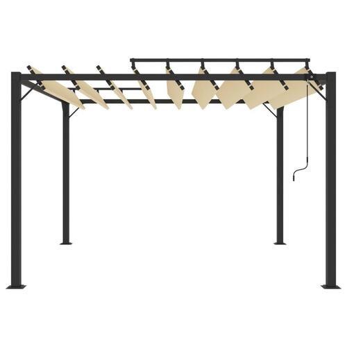 Pavillon med lameltag 3x3 m aluminium og stof cremefarvet
