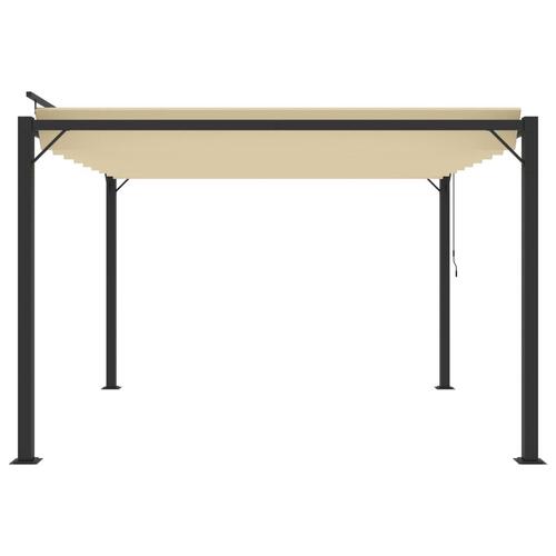 Pavillon med lameltag 3x3 m aluminium og stof cremefarvet