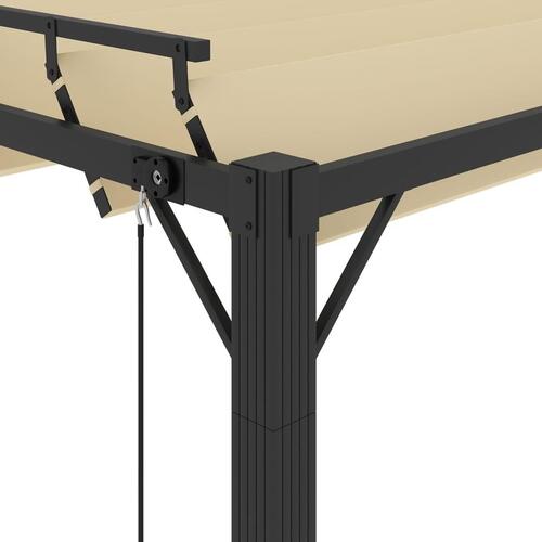 Pavillon med lameltag 3x3 m aluminium og stof cremefarvet