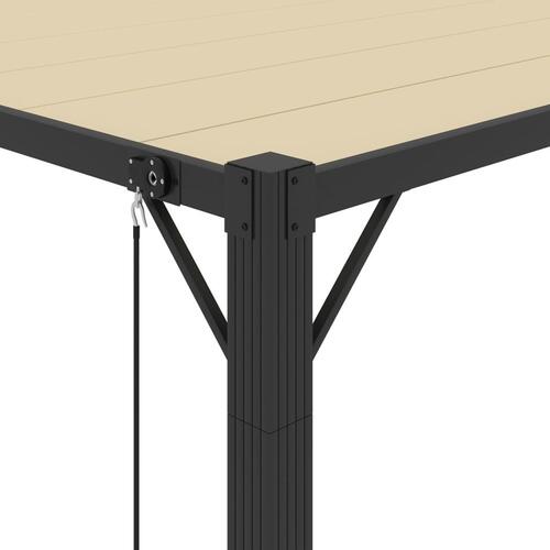 Pavillon med lameltag 3x3 m aluminium og stof cremefarvet