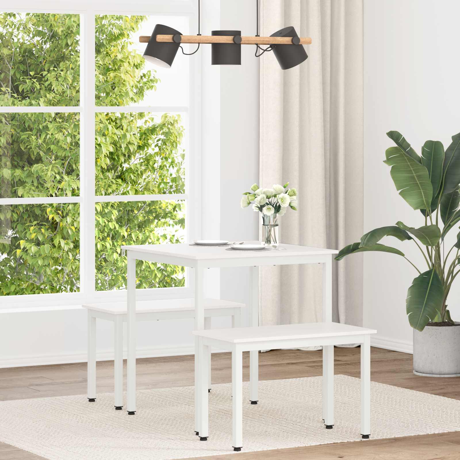 Spisebord Hvid 70 x 70 x 75 cm Massiv fyrretræ billede