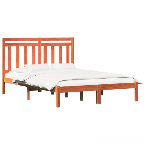 Sengestel i massivt fyrretræ - voks brun, 205,5 × 165,5 × 100 cm (til madras 160 × 200 cm)