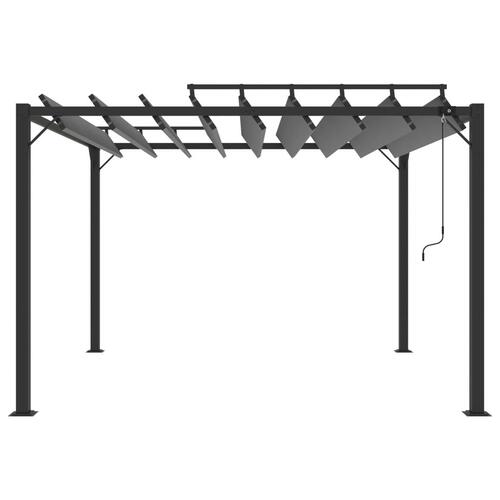 Pavillon med lameltag 3x3 m aluminium og stof antracitgrå