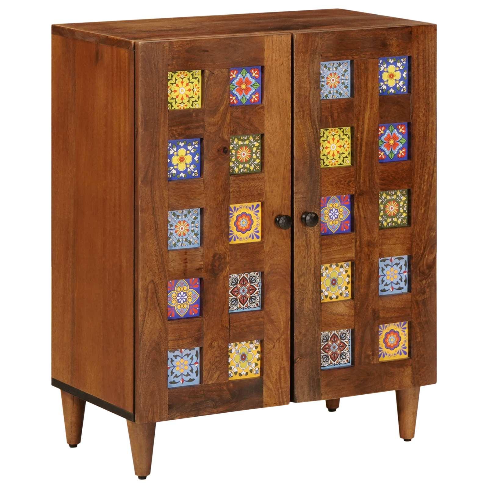 Sideboard i valnød-look 60 × 33 × 75 cm - massivt mangotræ