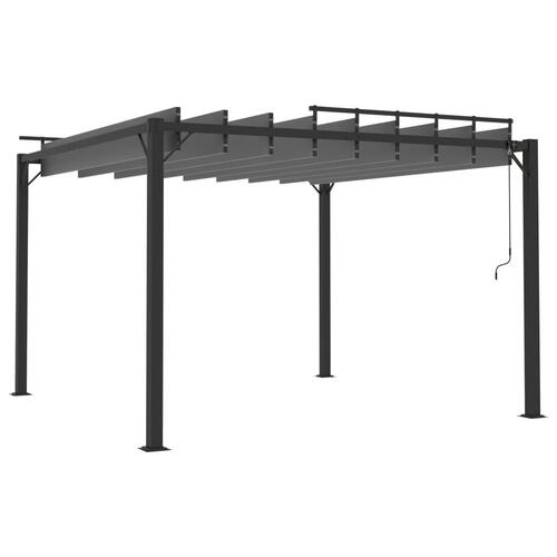Pavillon med lameltag 3x3 m aluminium og stof antracitgrå