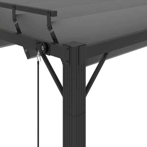 Pavillon med lameltag 3x3 m aluminium og stof antracitgrå