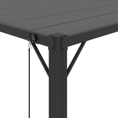 Pavillon med lameltag 3x3 m aluminium og stof antracitgrå