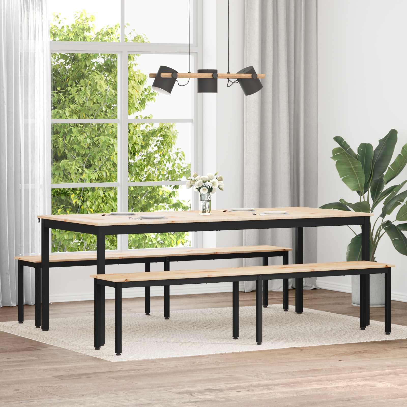 Bænk Naturfarvet 200 x 35 x 45 cm Massiv fyrretræ billede