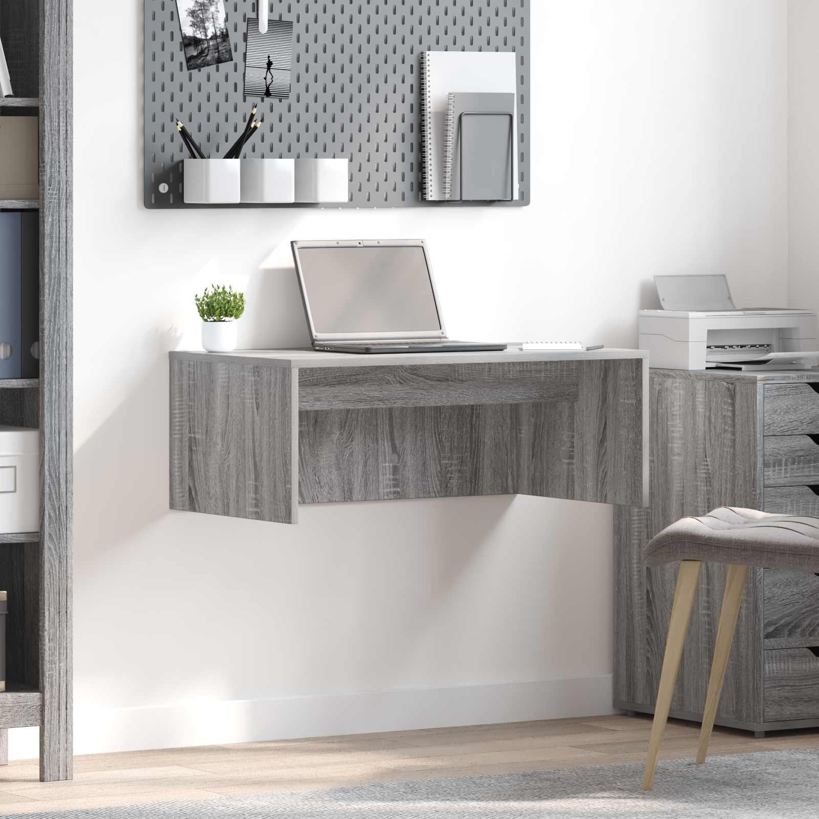 Væghængt skrivebord Grå Sonoma 80 x 45 x 30 cm Konstrueret træ billede