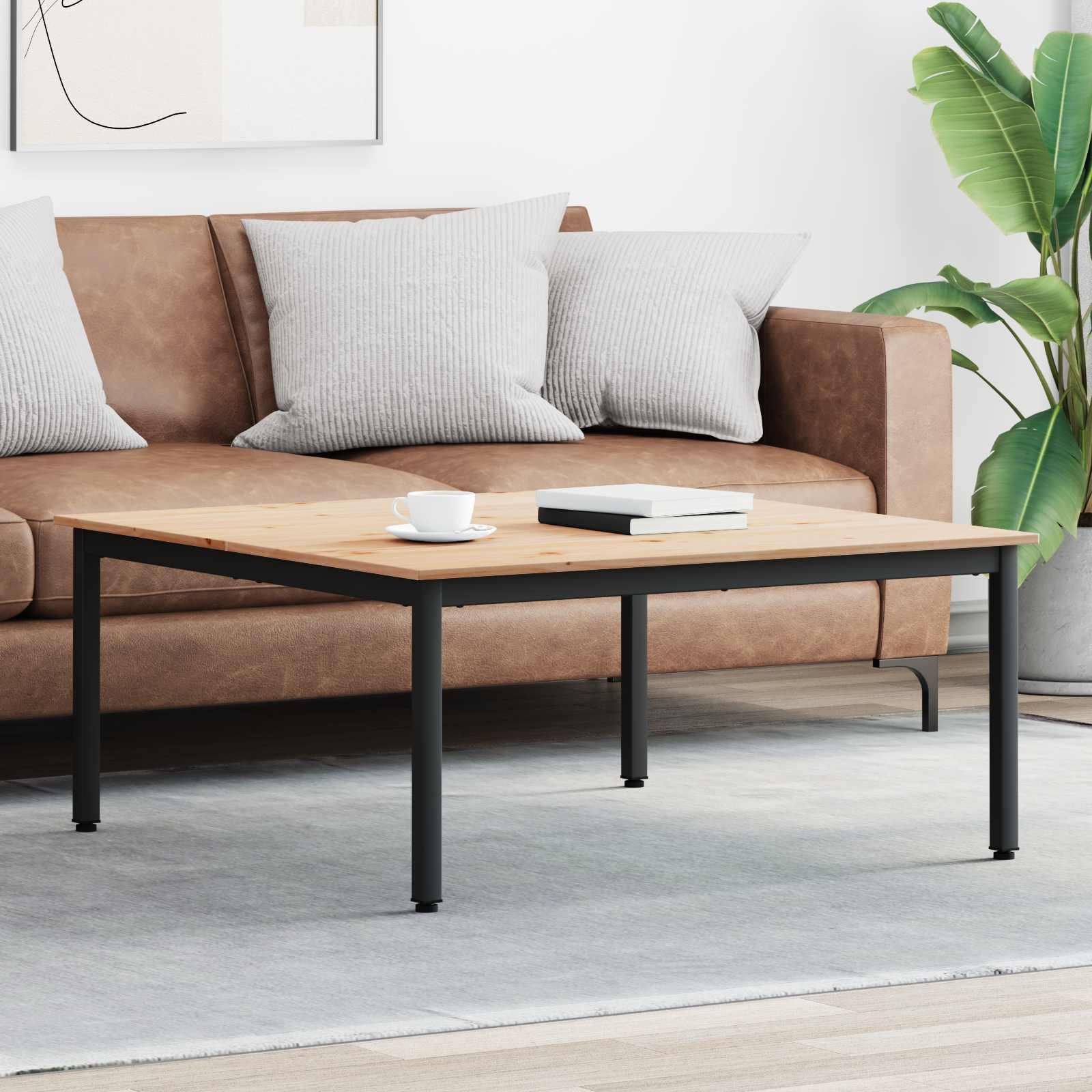 Sofabord Naturfarvet 100 x 100 x 45 cm Massiv fyrretræ billede