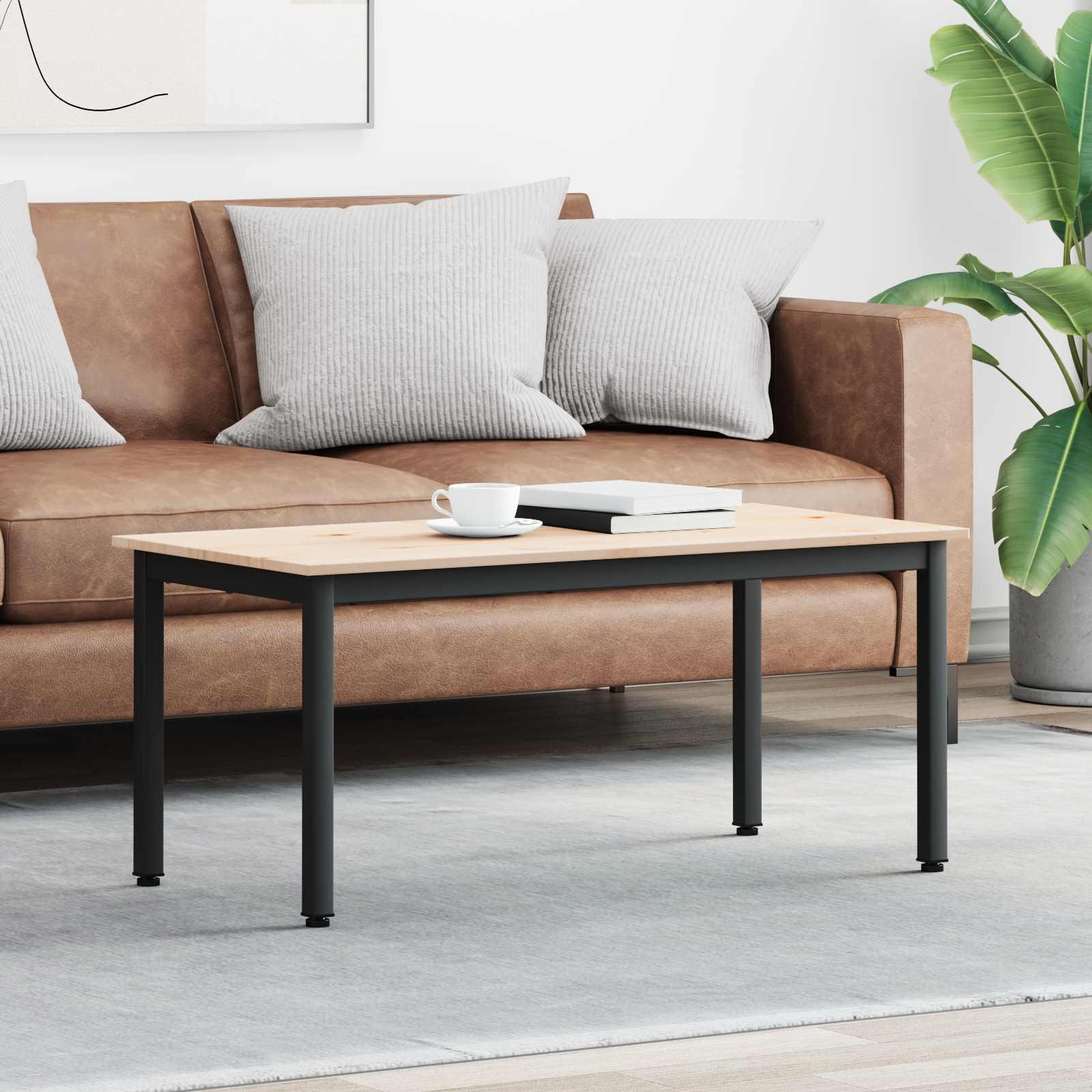 Sofabord Naturfarvet 100 x 50 x 45 cm Massiv fyrretræ billede