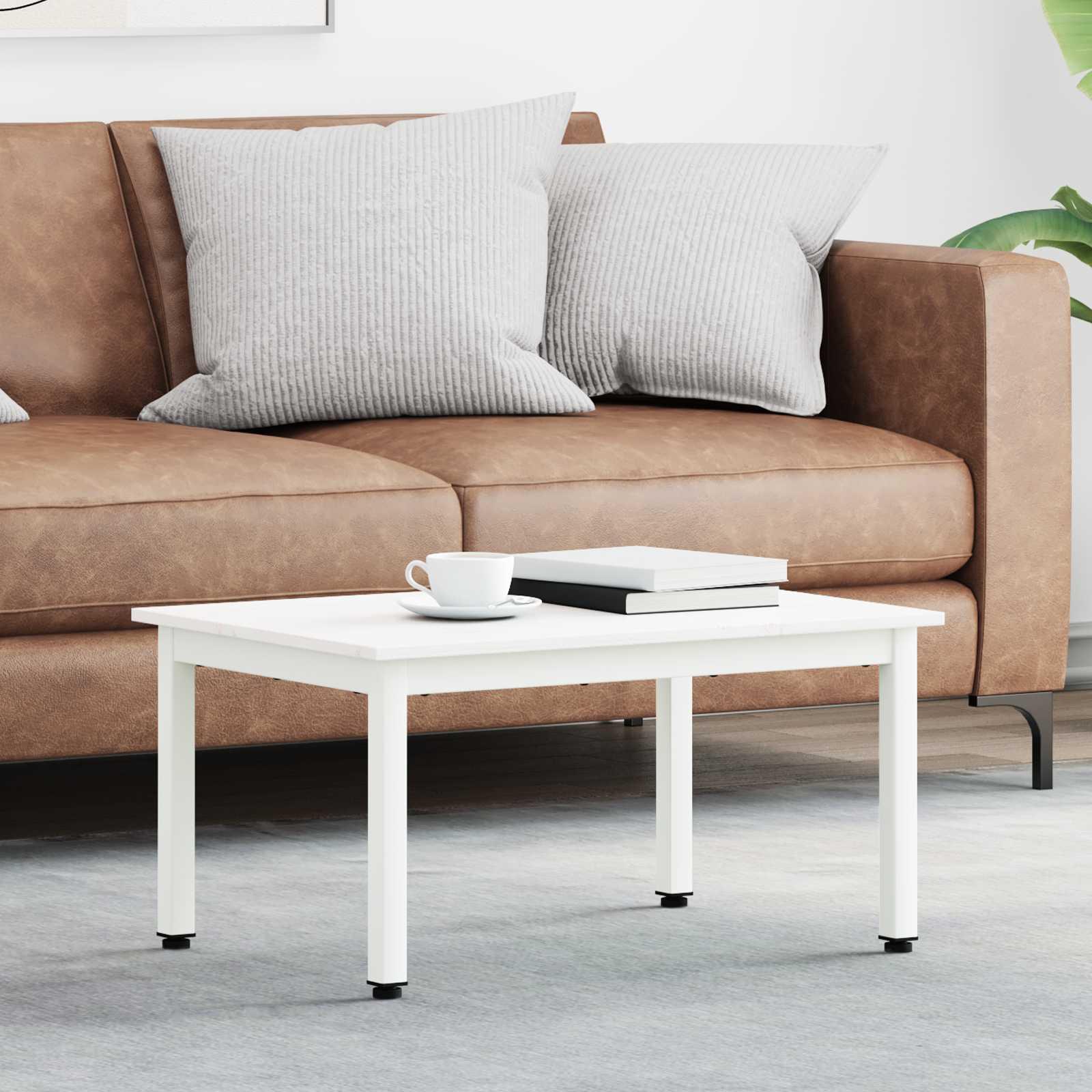 Sofabord Hvid 60 x 50 x 36 cm Massiv fyrretræ billede