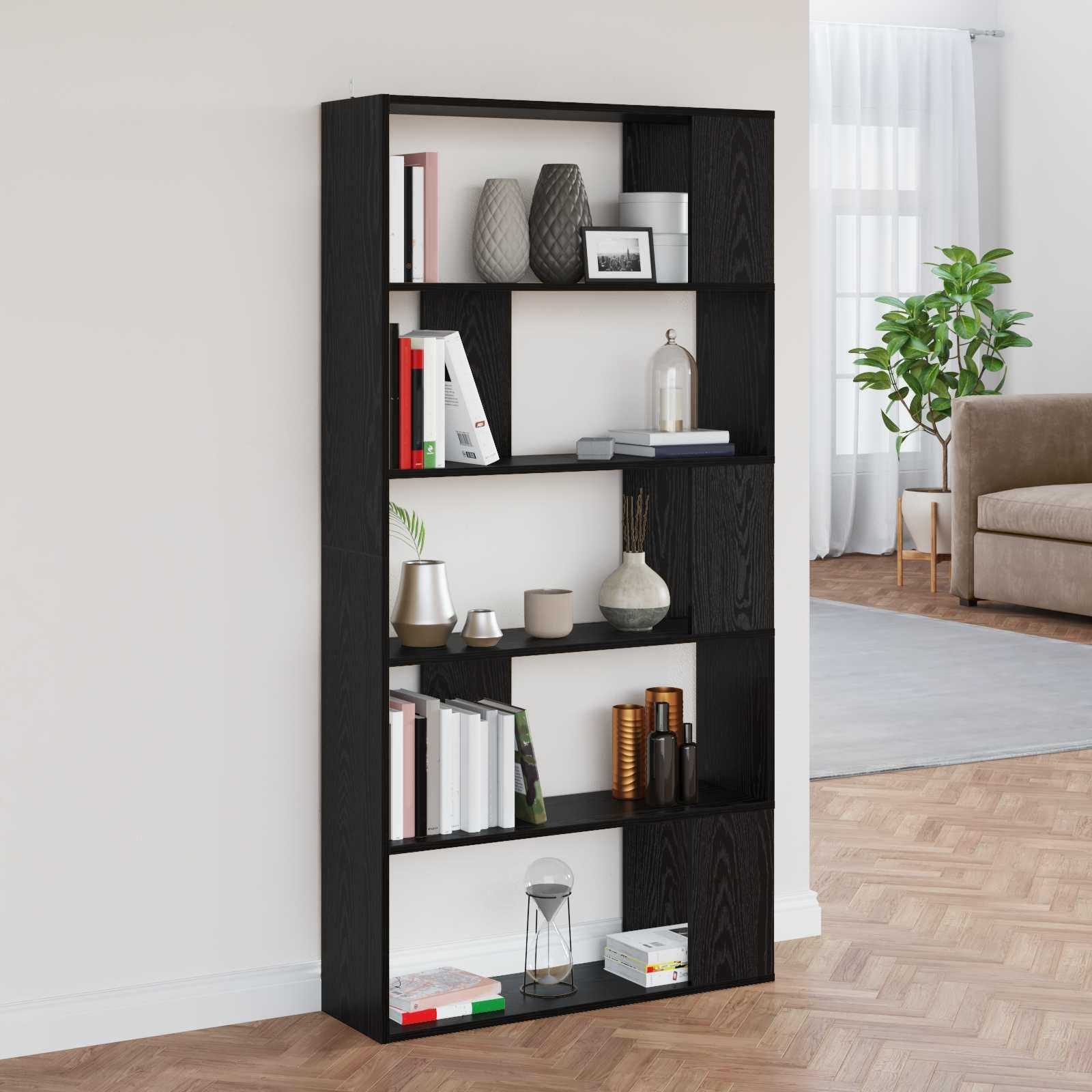 Bogskab Sort eg 80 x 24 x 159 cm Konstrueret træ billede
