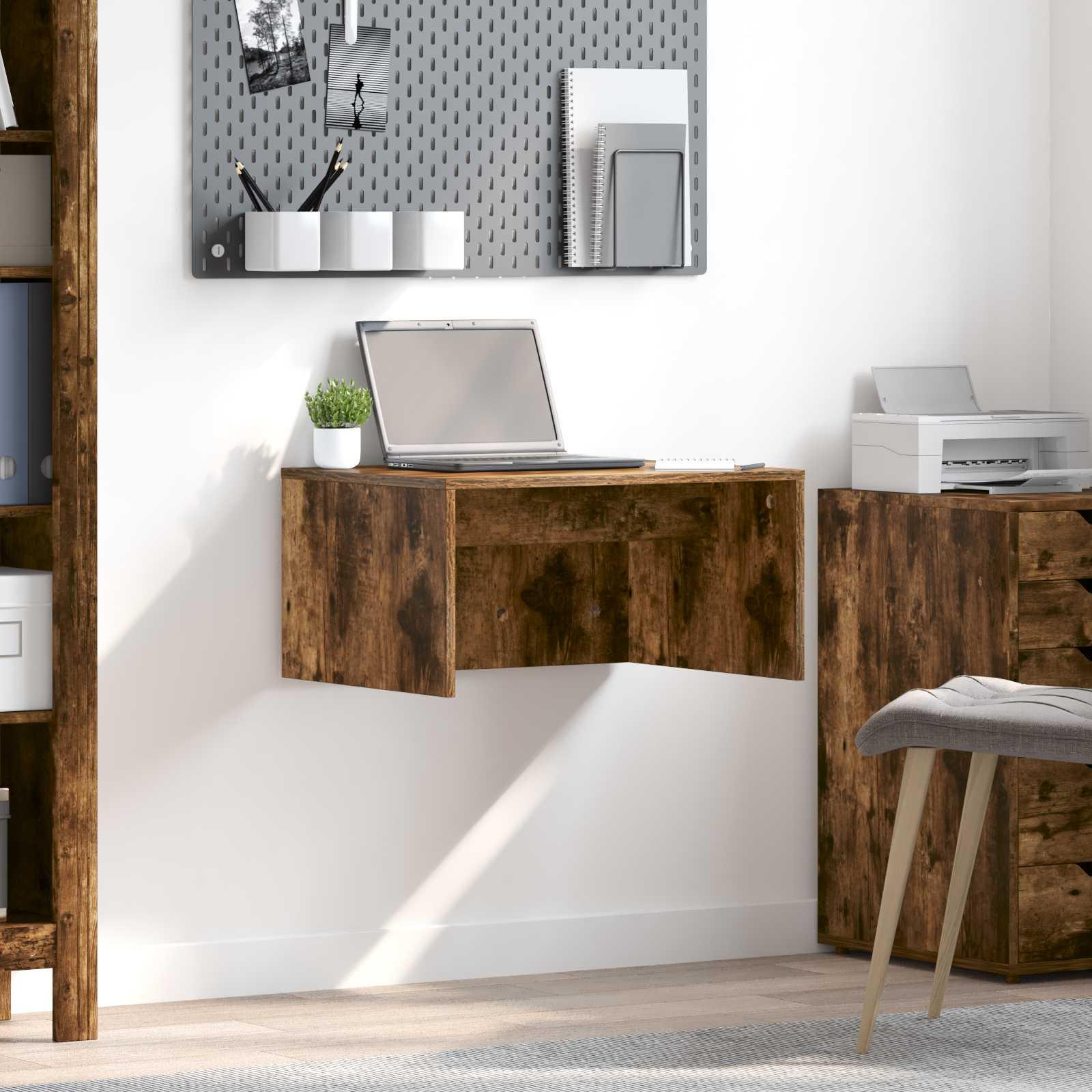 Væghængt skrivebord Røget eg 60 x 45 x 30 cm Konstrueret træ billede