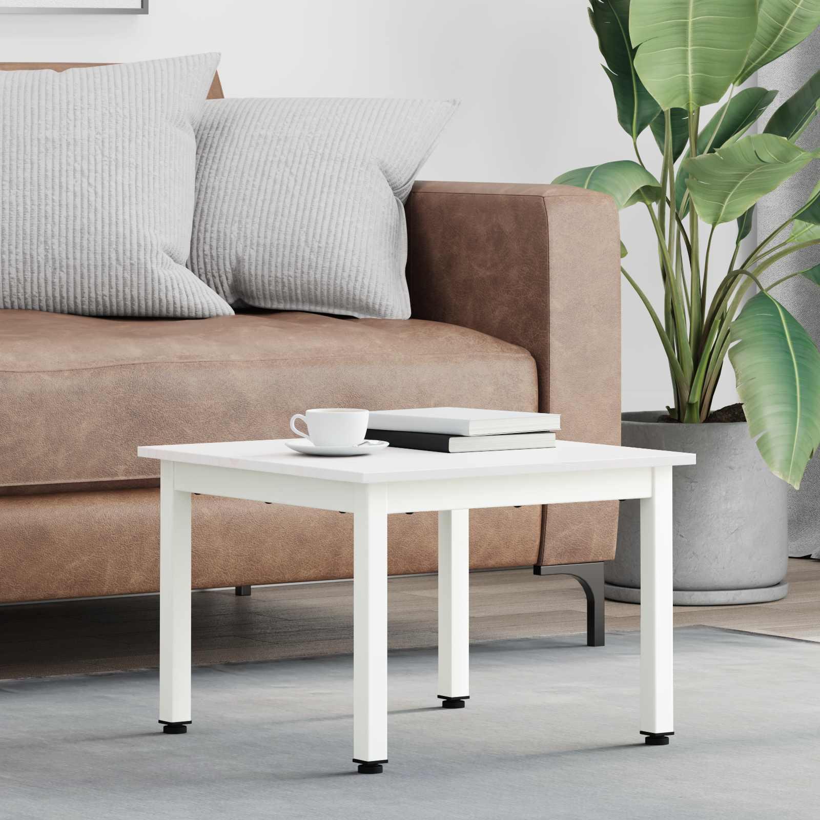 Sofabord Hvid 50 x 50 x 36 cm Massiv fyrretræ billede