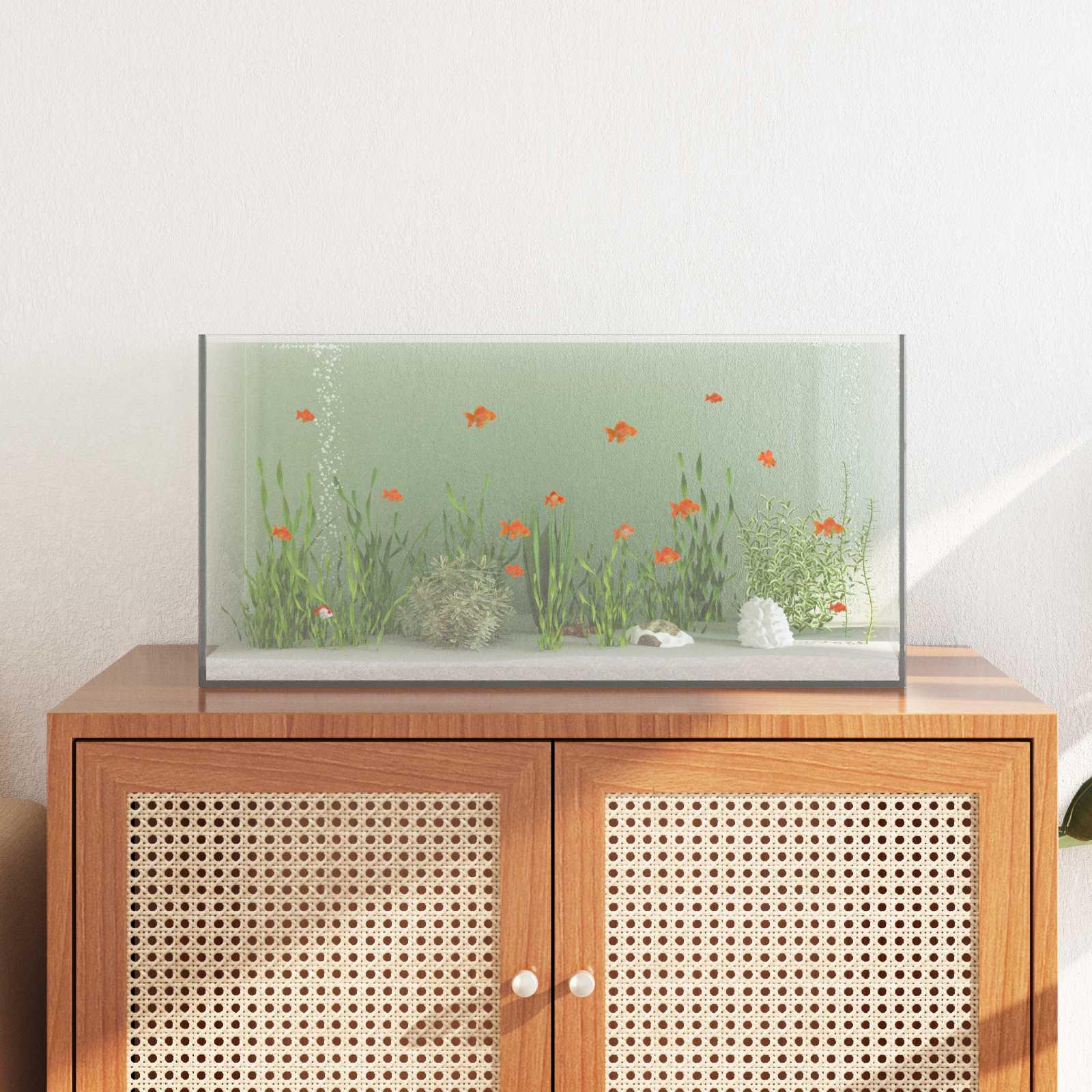 Akvarium med opbevaring Hvid Glas billede