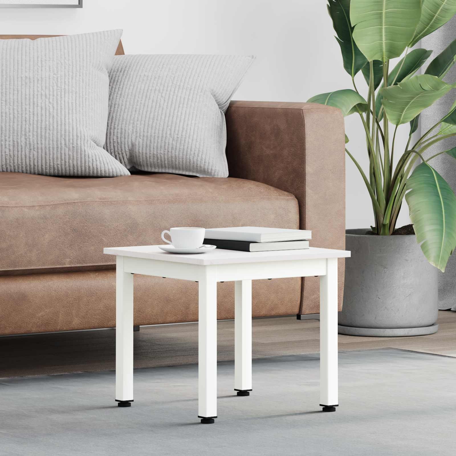 Sofabord Hvid 40 x 40 x 36 cm Massiv fyrretræ billede