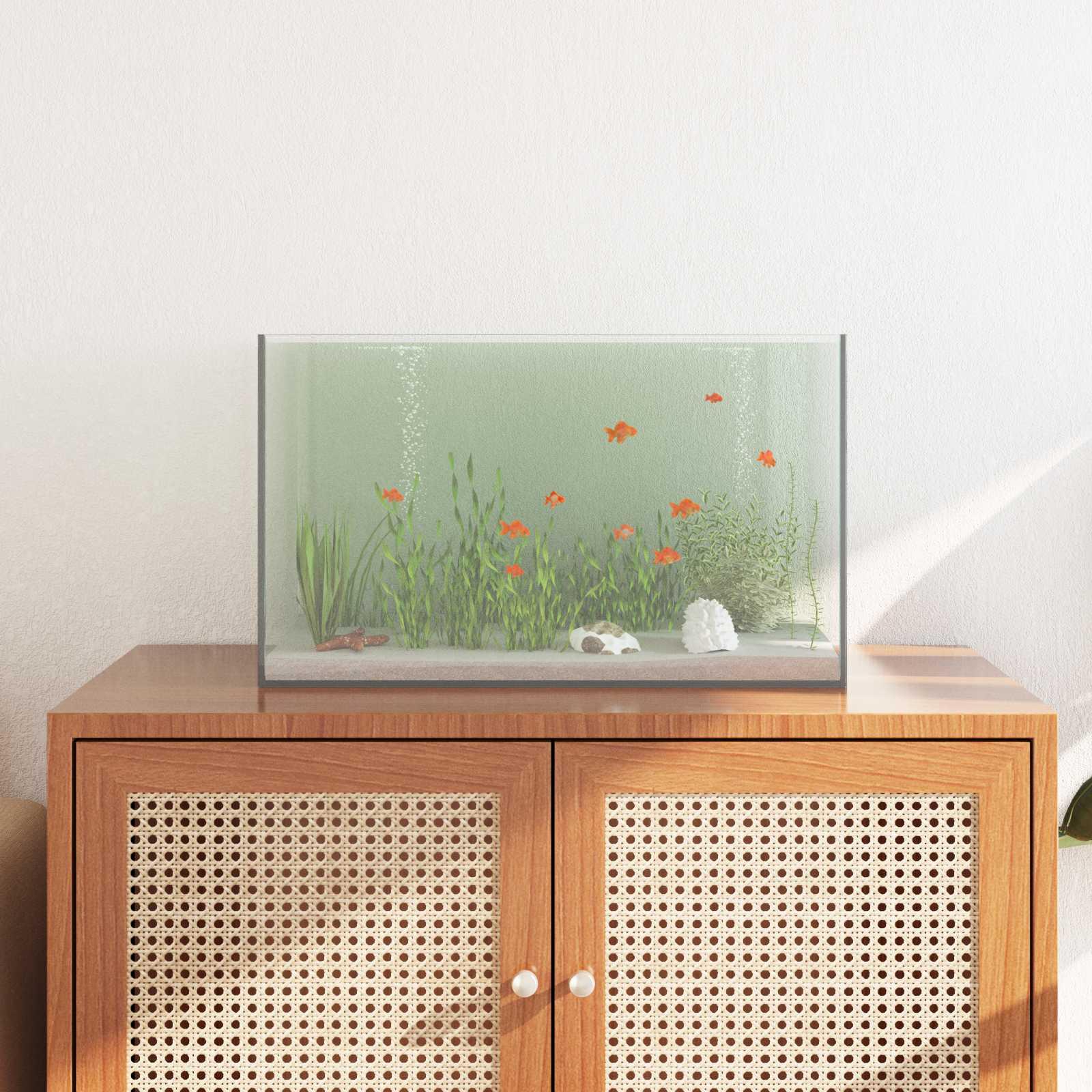 Akvarium med opbevaring Hvid Glas billede
