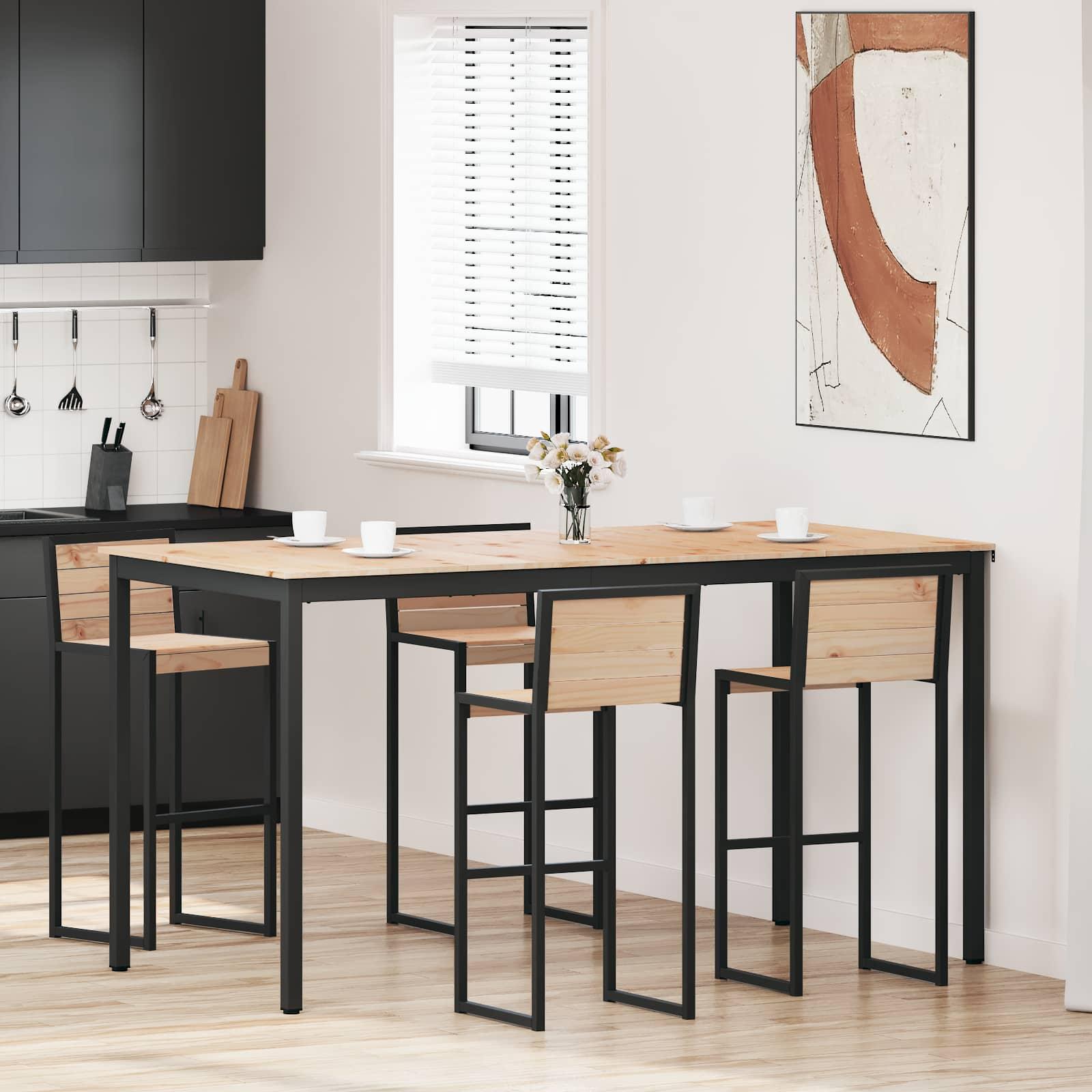 Barbord Naturfarvet 110 x 55 x 105 cm Massiv fyrretræ billede