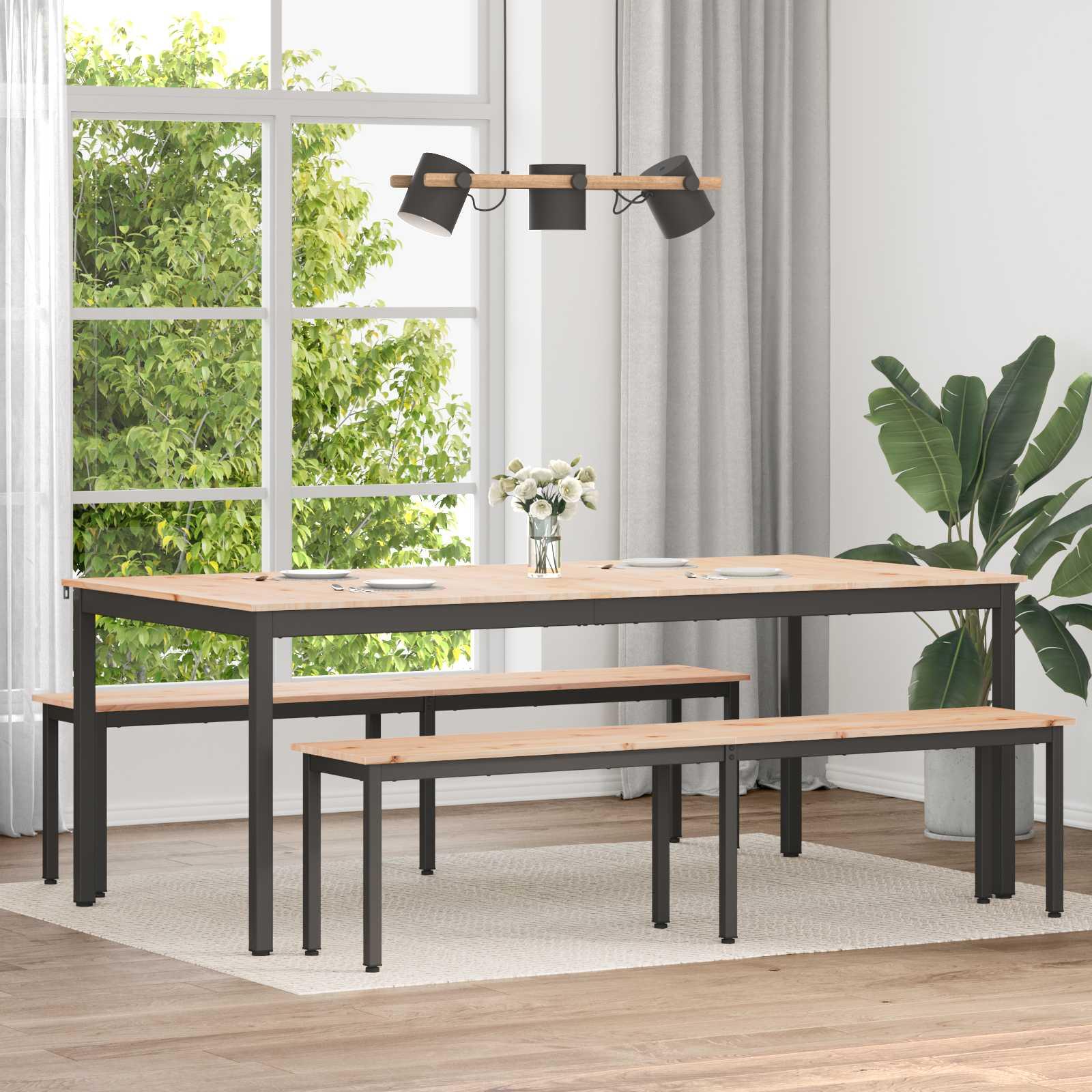 Spisebord Naturfarvet 200 x 100 x 75 cm Massiv fyrretræ billede