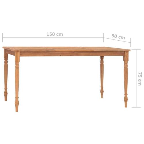 Batavia-bord 150x90x75 cm massivt teaktræ