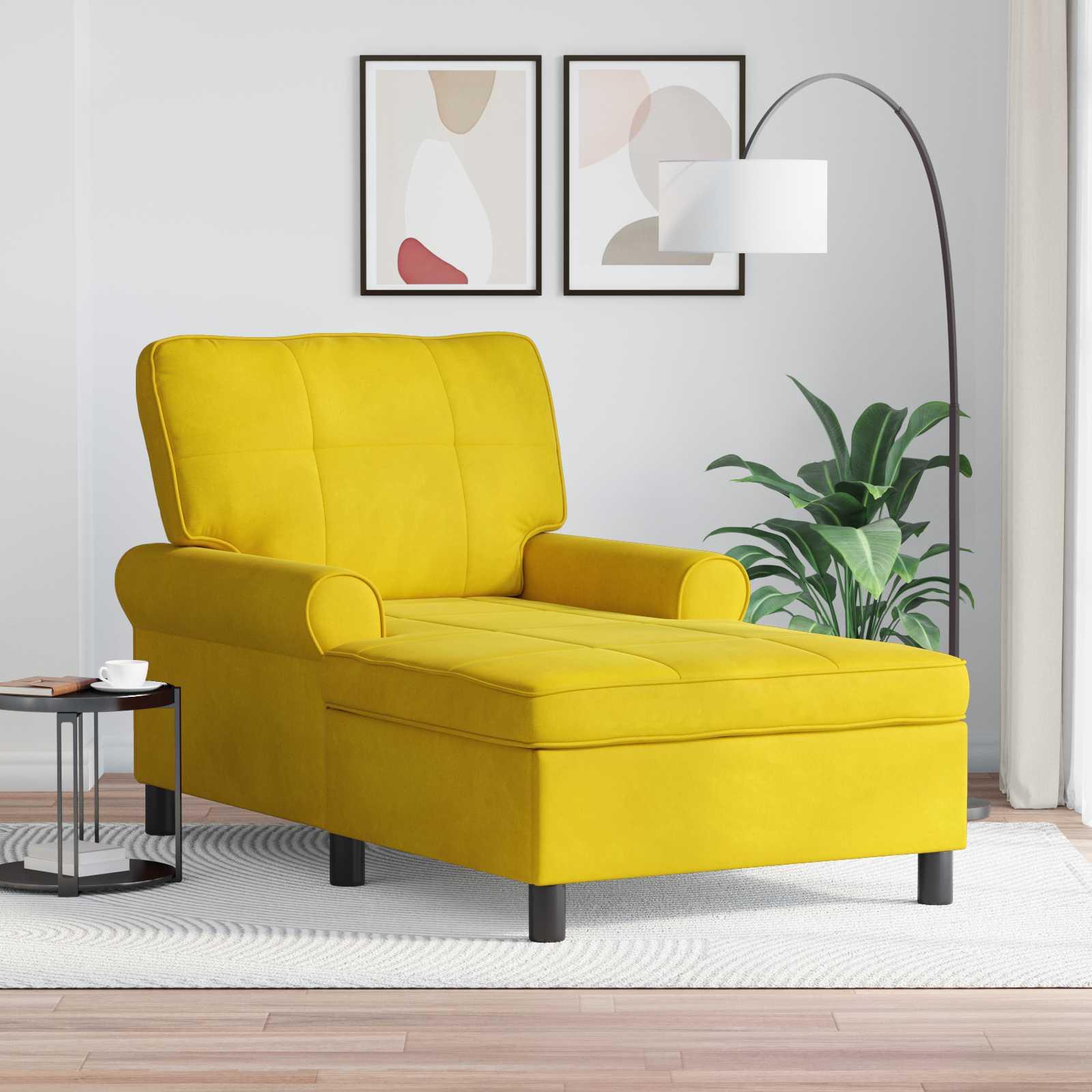 Chaise Lounge med pude Gul 91 x 157 x 91 cm Fløjl billede