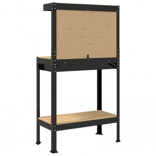 Arbejdsbænk med skuffe og pegboard - sort 81 x 41 x 145 cm