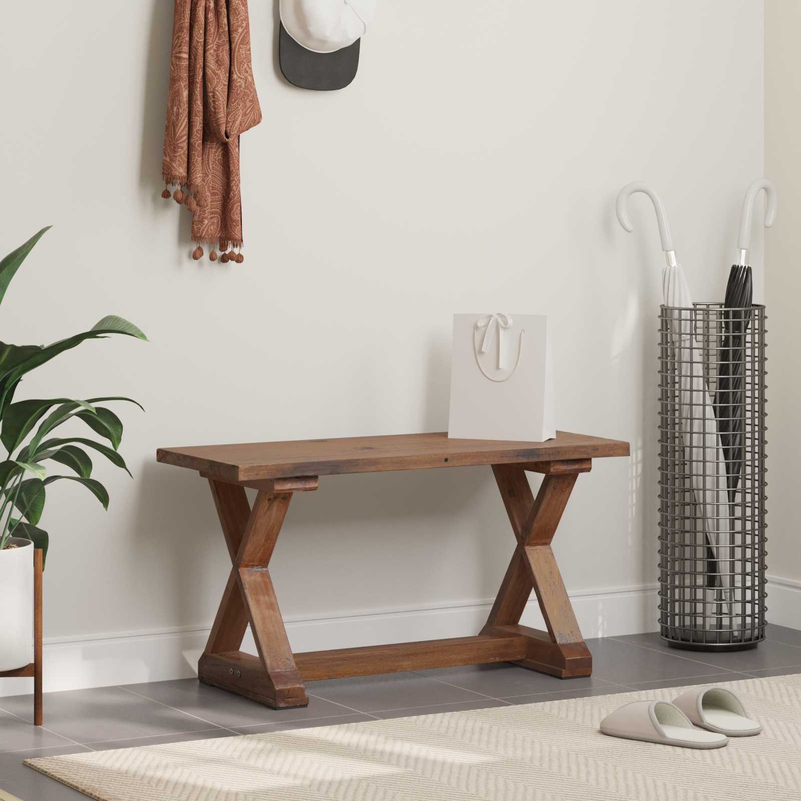 Bænk Naturfarvet 85 x 35 x 45 cm Massivt genbrugstræ billede