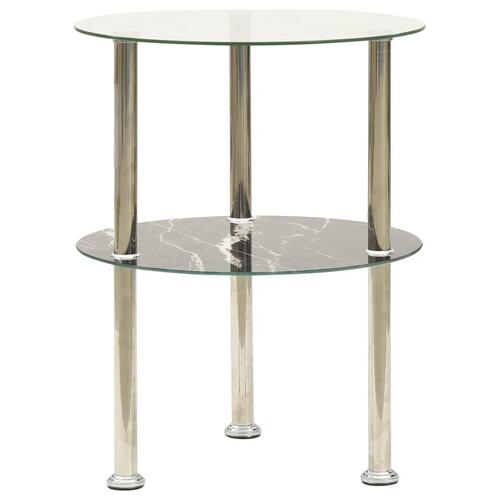 Sidebord med hylde 38 cm hærdet glas transparent og sort