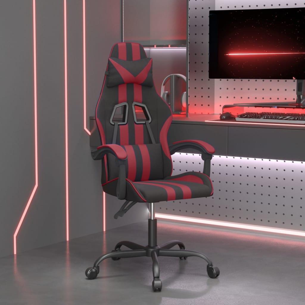 Drejelig gamingstol kunstlæder sort og vinrød billede