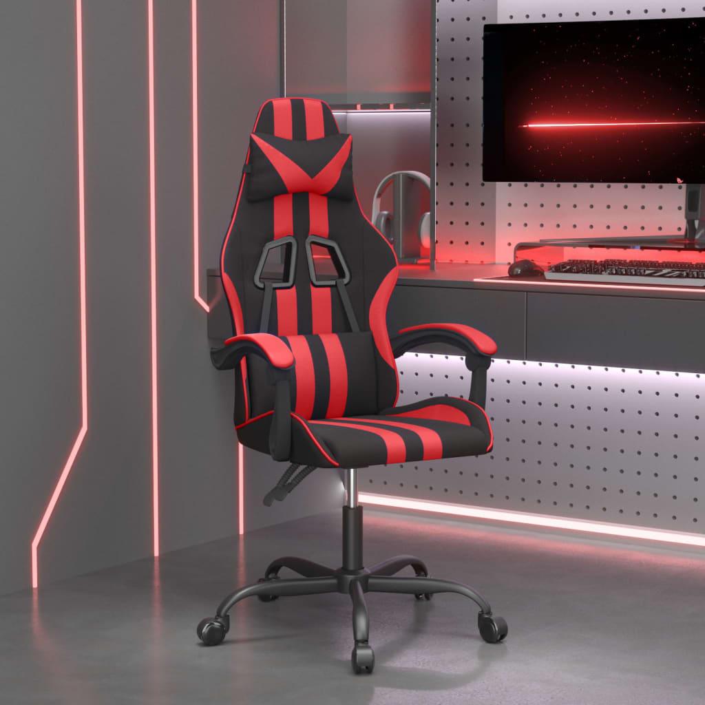 Drejelig gamingstol kunstlæder sort og rød billede