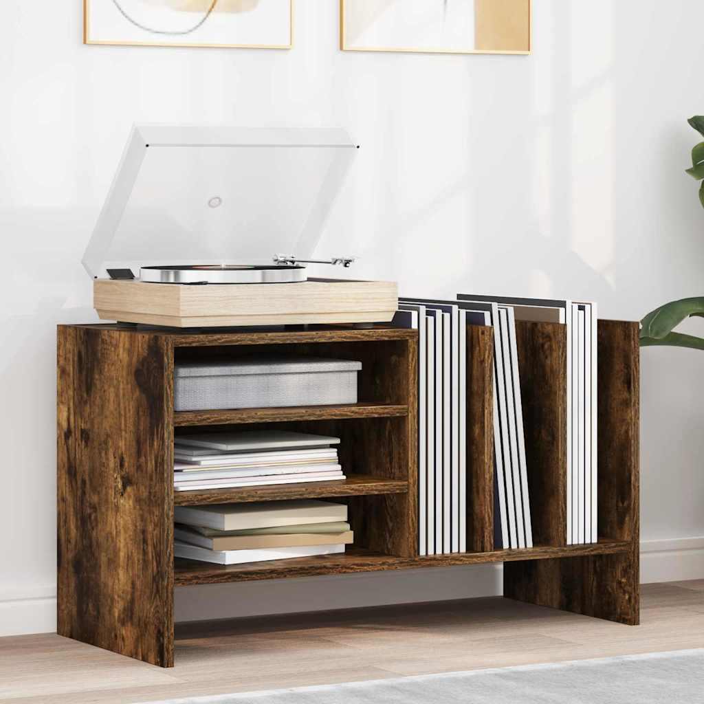 Pladeskab med hylde Røget eg 78,5 x 35 x 45 cm Konstrueret træ billede