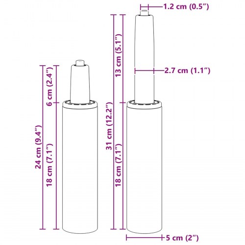 Gas-cylinder til kontorstol - krom, 239-309 mm, jern