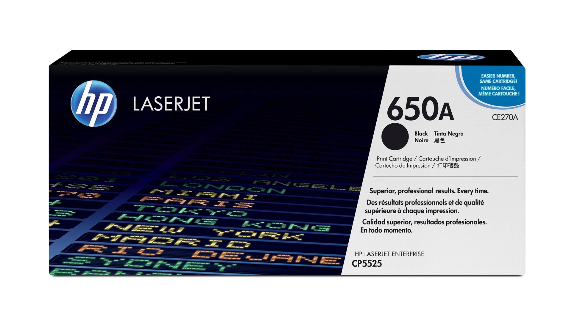 HP 650A - Sort - original - LaserJet - tonerpatron (CE270A) - for Color LaserJet Enterprise CP5520, CP5525, M750