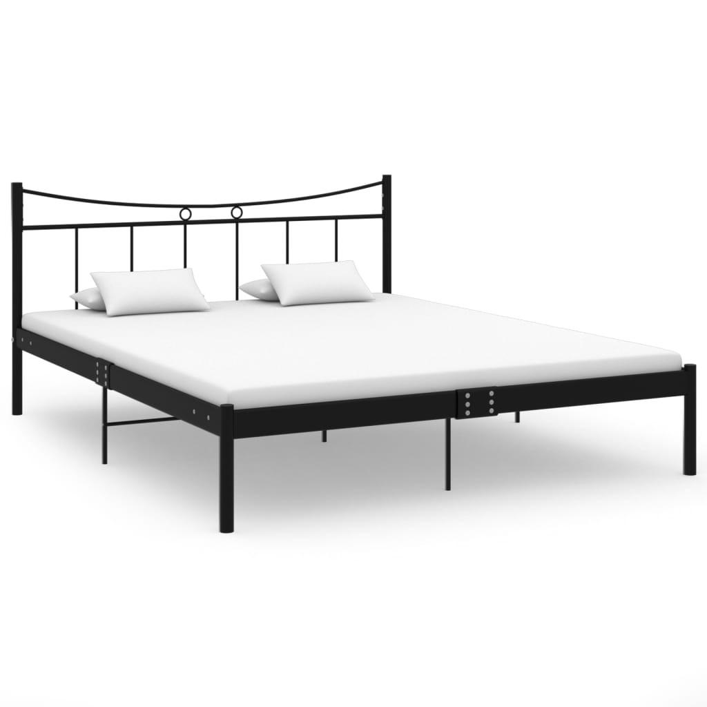 Sengestel 160x200 cm metal og krydsfinér sort