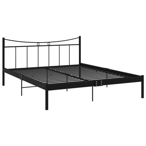 Sengestel 160x200 cm metal og krydsfinér sort