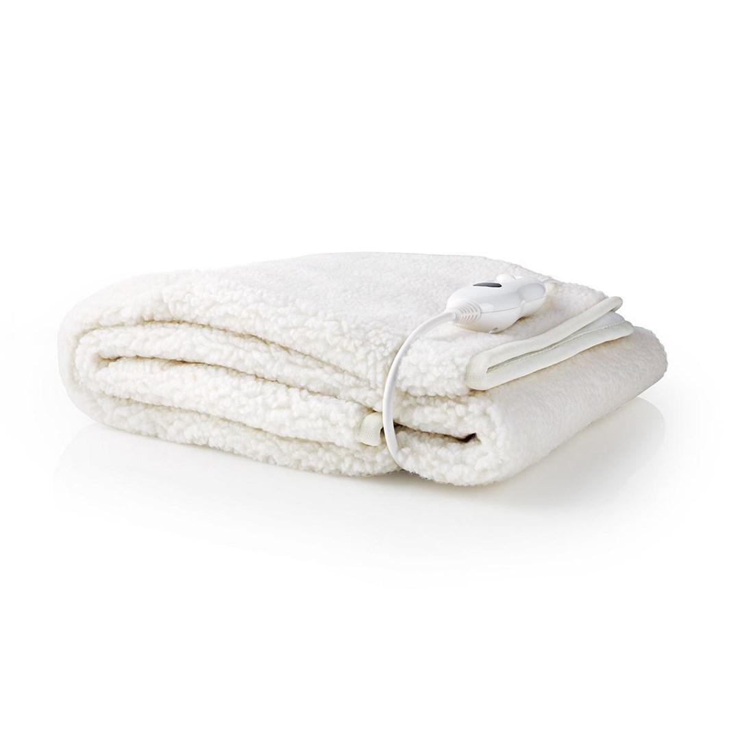 Nedis varmetæppe til 1 person - 150 × 80 cm, 3 varmeindstillinger, aftagelig ledning, hvid