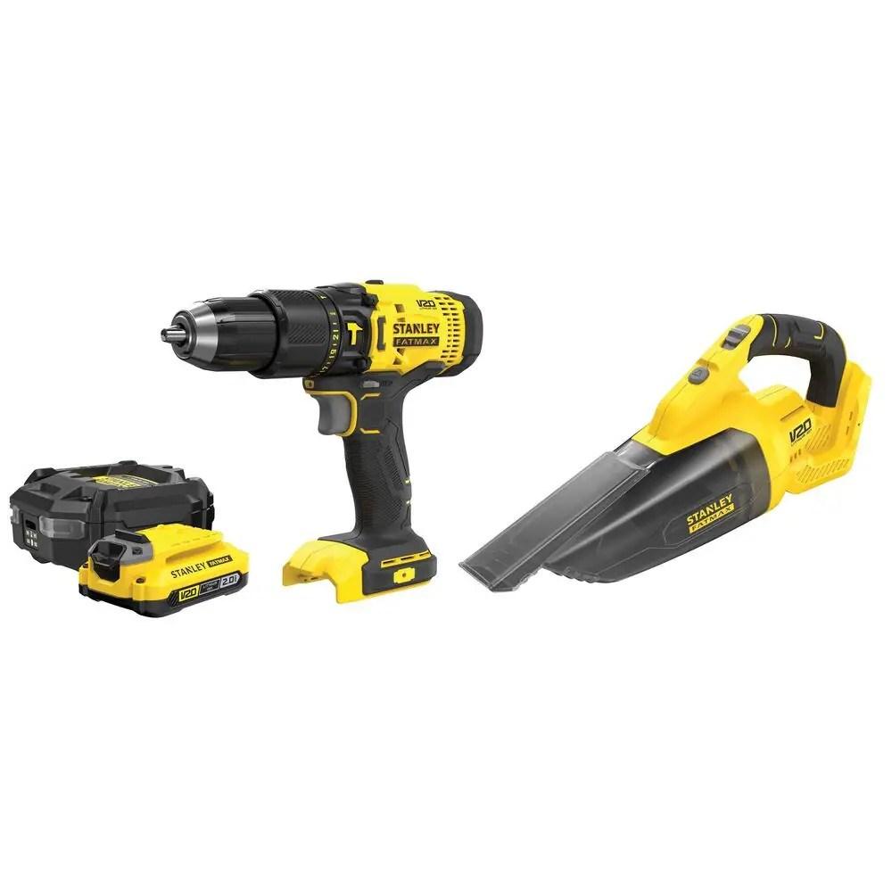 STANLEY FATMAX V20 18V 2-delt akku sæt - boremaskine og håndstøvsuger billede