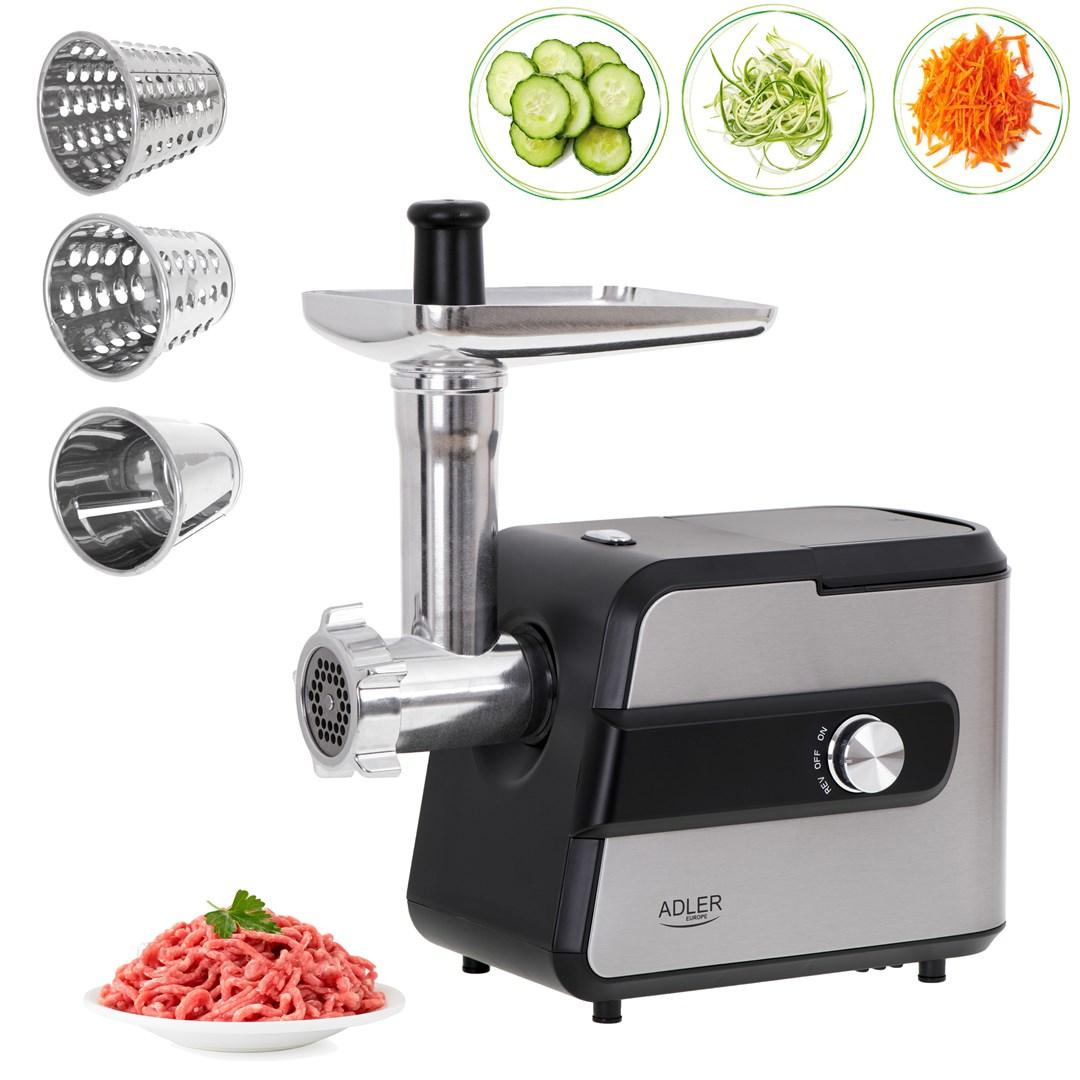 Adler AD 4813 kødhakker/foodprocessor - 2000 W, sort/sølv