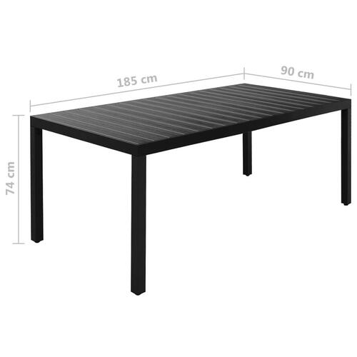 Spisebordssæt til haven 9 dele aluminium sort