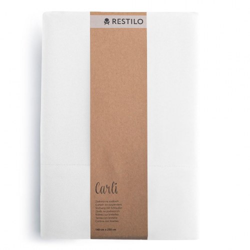 RESTILO CARLI mørklægningsgardin – hvid, glat, bånd, 200×250 cm