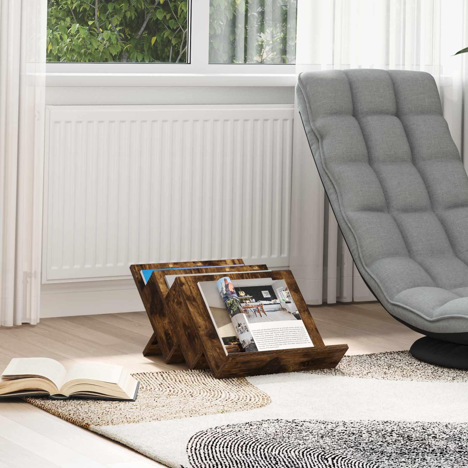 Magasinholder i røget eg 53 × 40 × 28,5 cm - konstrueret træ billede