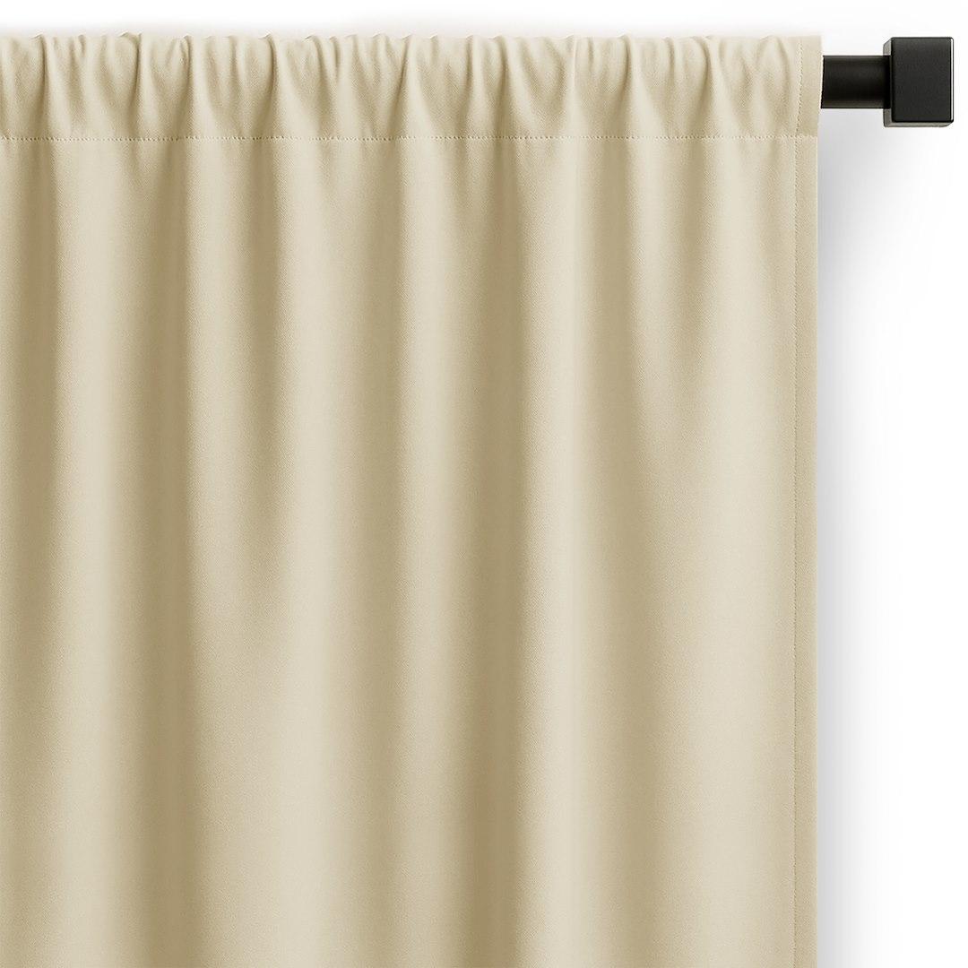 RESTILO Carli gardin 140×270 cm - sand beige, glat, klassisk, oxford, bånd billede