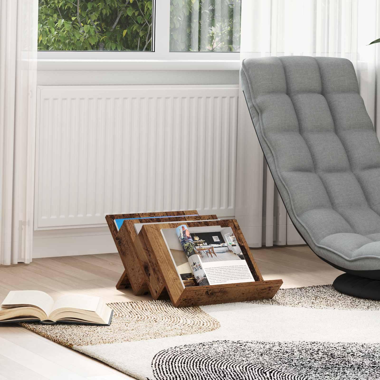 Magasinholder i gammelt trælook - konstrueret træ, 53 × 40 × 28,5 cm billede