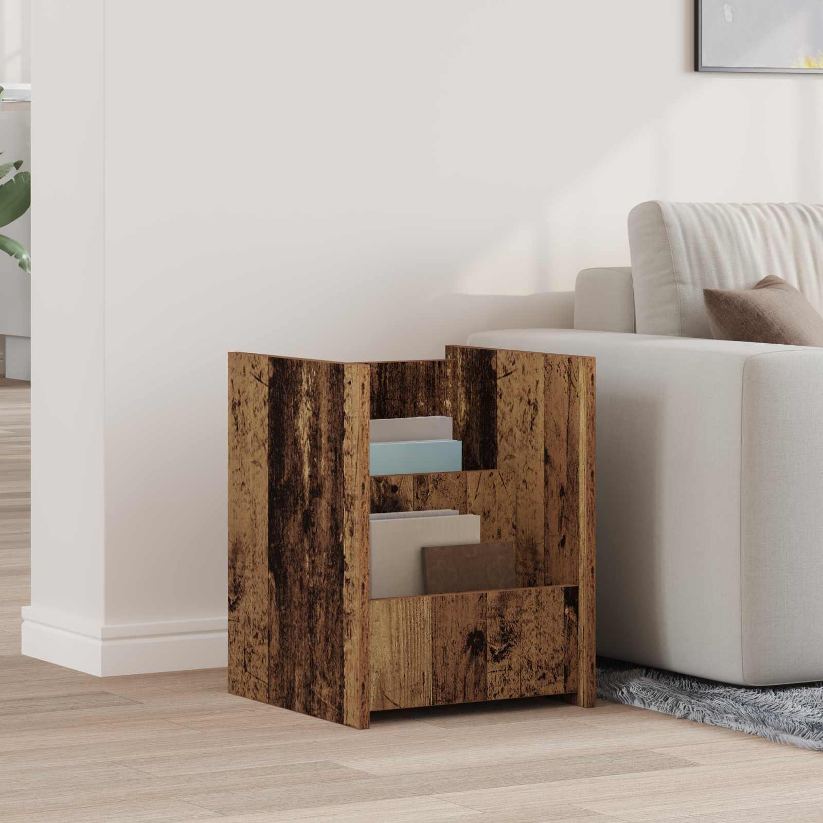 Magasinholder i gammelt trælook 35 × 35 × 45 cm - konstrueret træ billede