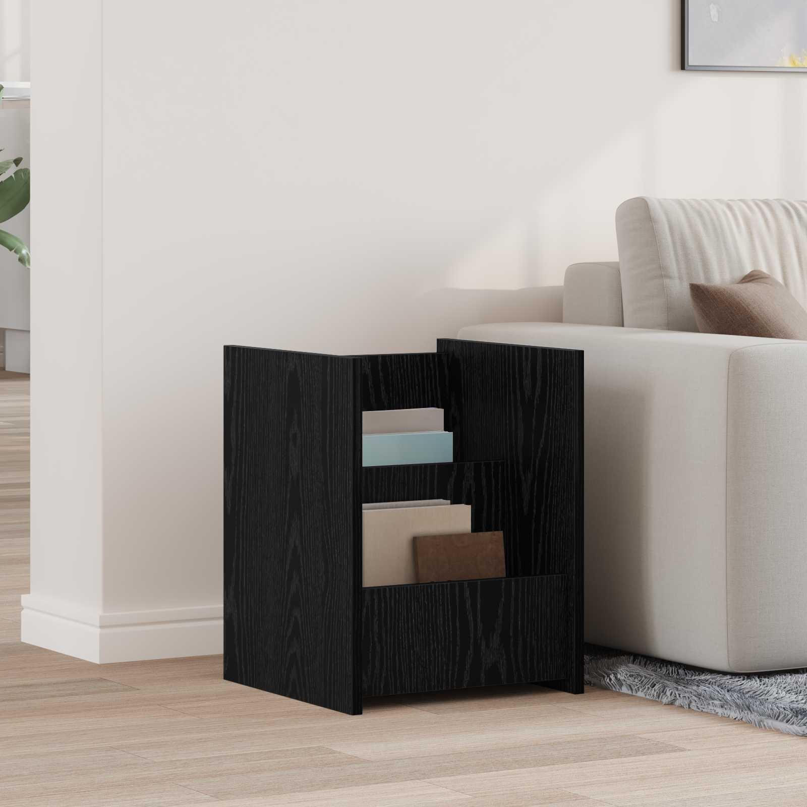 Sidebord med hylde Sort eg 35 x 35 x 45 cm Konstrueret træ billede