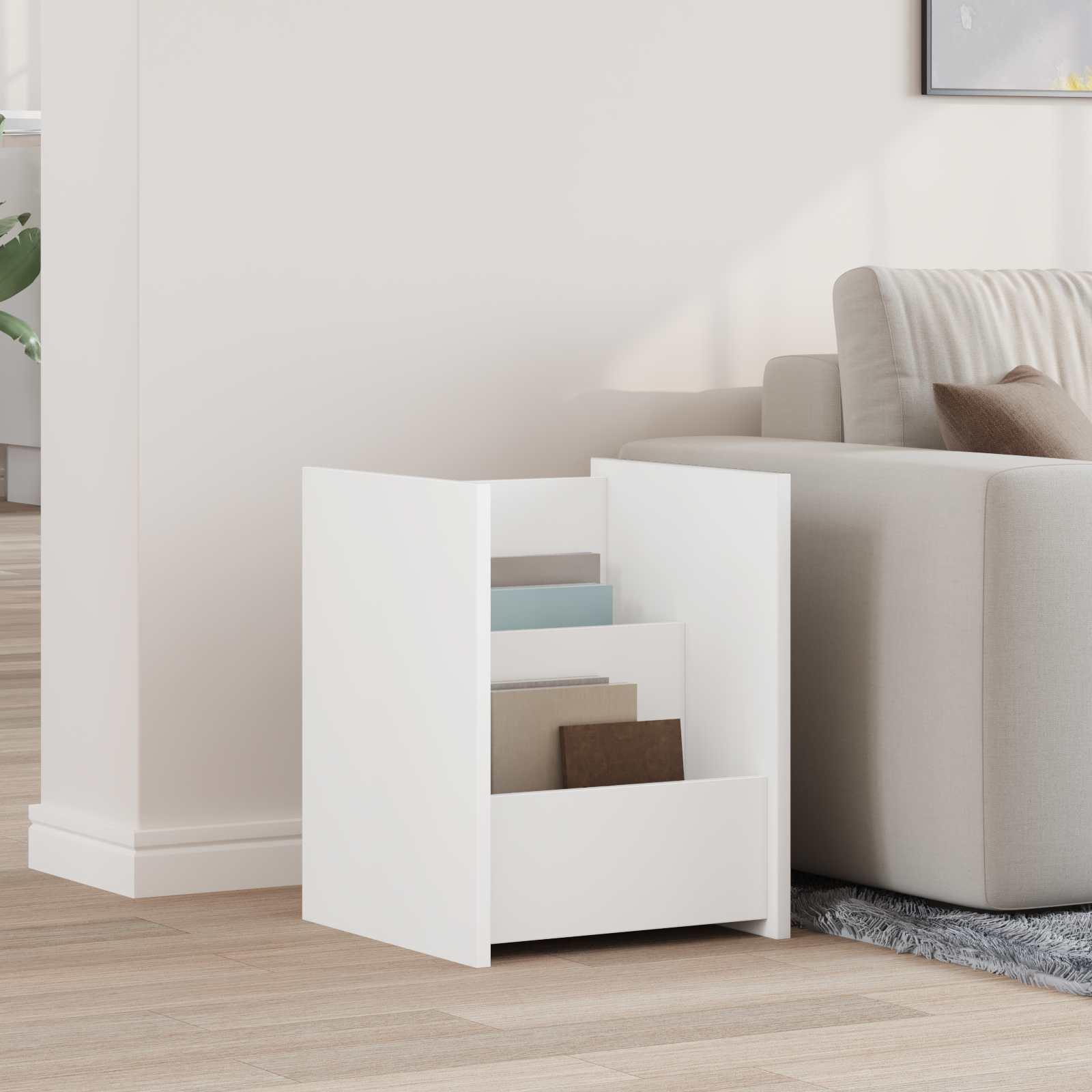 Magasinholder med 3 hylder - hvid 35 × 35 × 45 cm i konstrueret træ billede